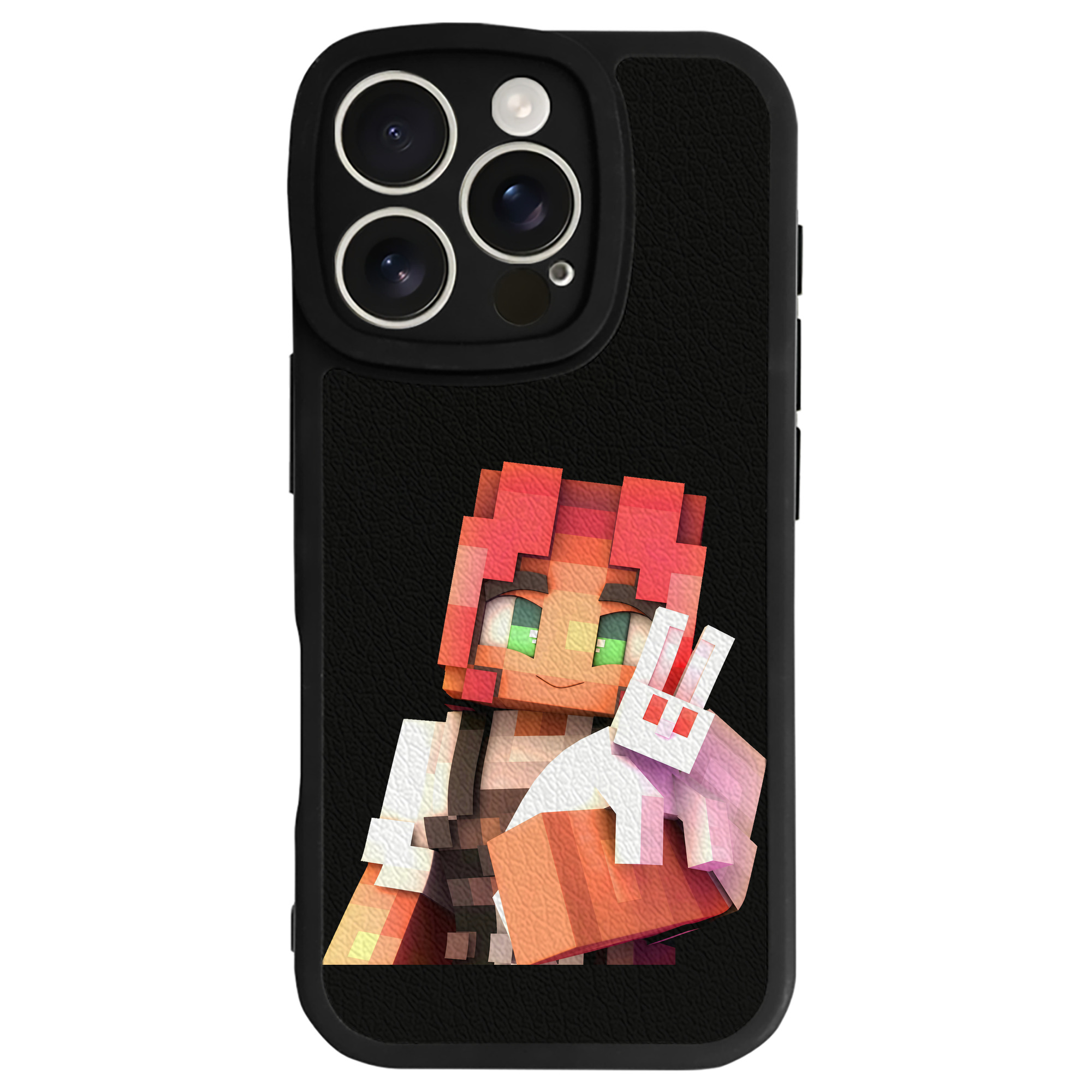 （画像用） マインクラフト ブロックの世界 Minecraft MC Block world 【iPhone 16シリーズ対応】シリコンスマホケース（レザー調） 材質：シリコン
